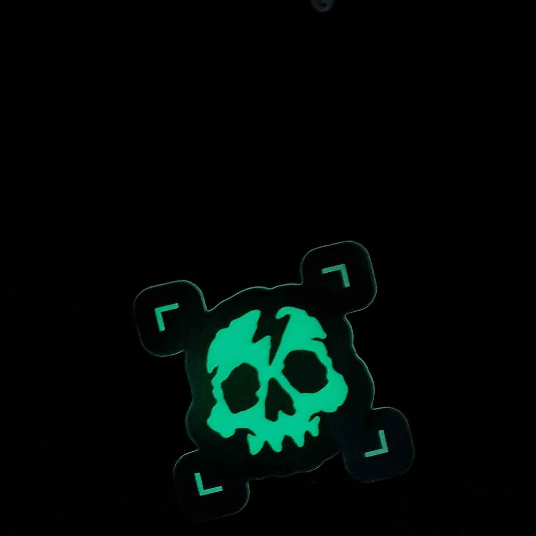 SR glow in the darkness lightning bolt skull sticker